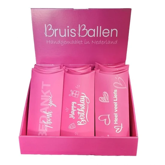 Display mini bruisballen doosjes