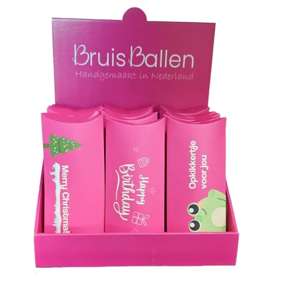Display mini bruisballen doosjes